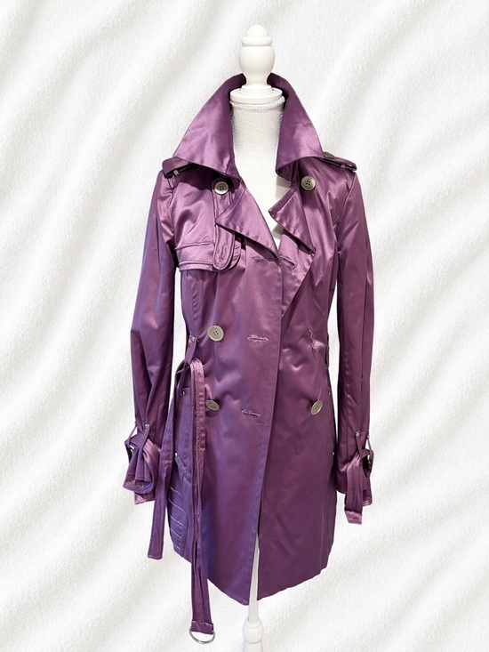 bebe Jackets & Blazers - bebe Purple Satin Trench Coat with Belt Y2K